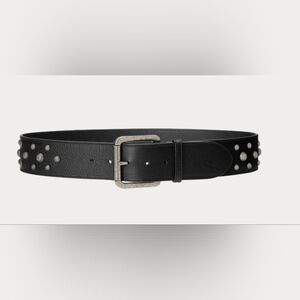Ralph Lauren Wide Black Leather Studded Belt XL